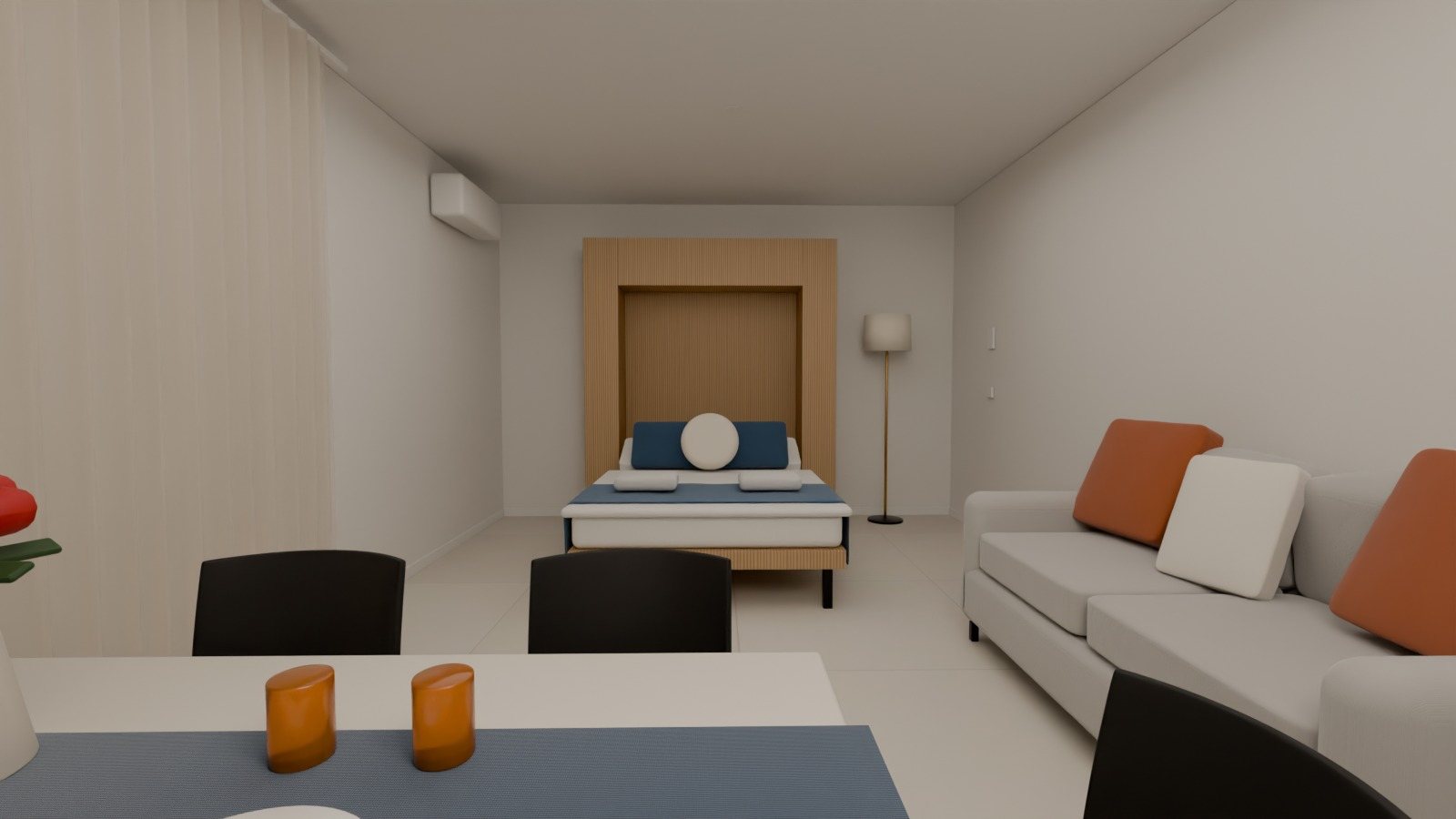 Render di un appartamento Rosalba con i colori del Maestrale